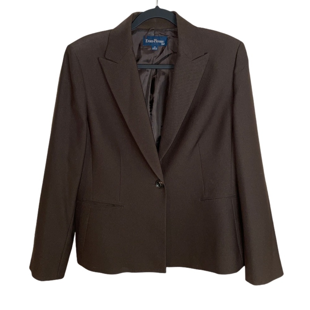 Evan-Picone Espresso Chevron Suit Blazer